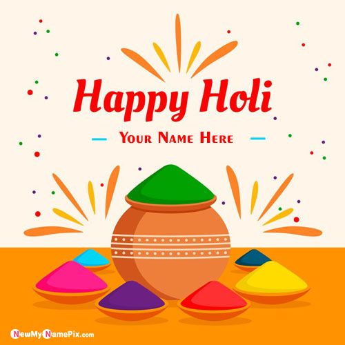 Festival Holi Greeting With Name Wishes Card Download Free